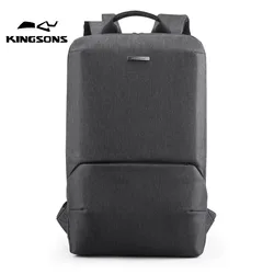 Kingsons Thin 15'' Laptop Backpacks Men Women Business Backpack Office Work Bag Unisex Gray Ultralight Schoolbag With USB