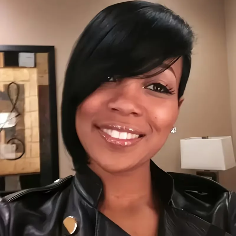 Pixie Cut Wig for Women with Bangs Glueless Human Hair with Long Side Part with Bangs Full Machine Made for All Elegant Style