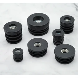 Round Nut Hole Plug Glide Leveling Foot Pad 16-50mm Plastic Black Furniture Adjustable Table Chair Feet Pipe Inner PlugM6 M8 M10