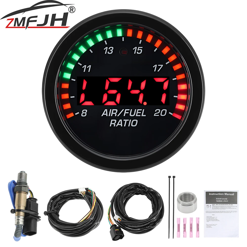 52mm Digital Auto Car Air Fuel Ratio Gauge Kit With Oxygen Sensor O2 Air Fuel Ratio Meter Wideband Gauge AFR Meter For Lambda