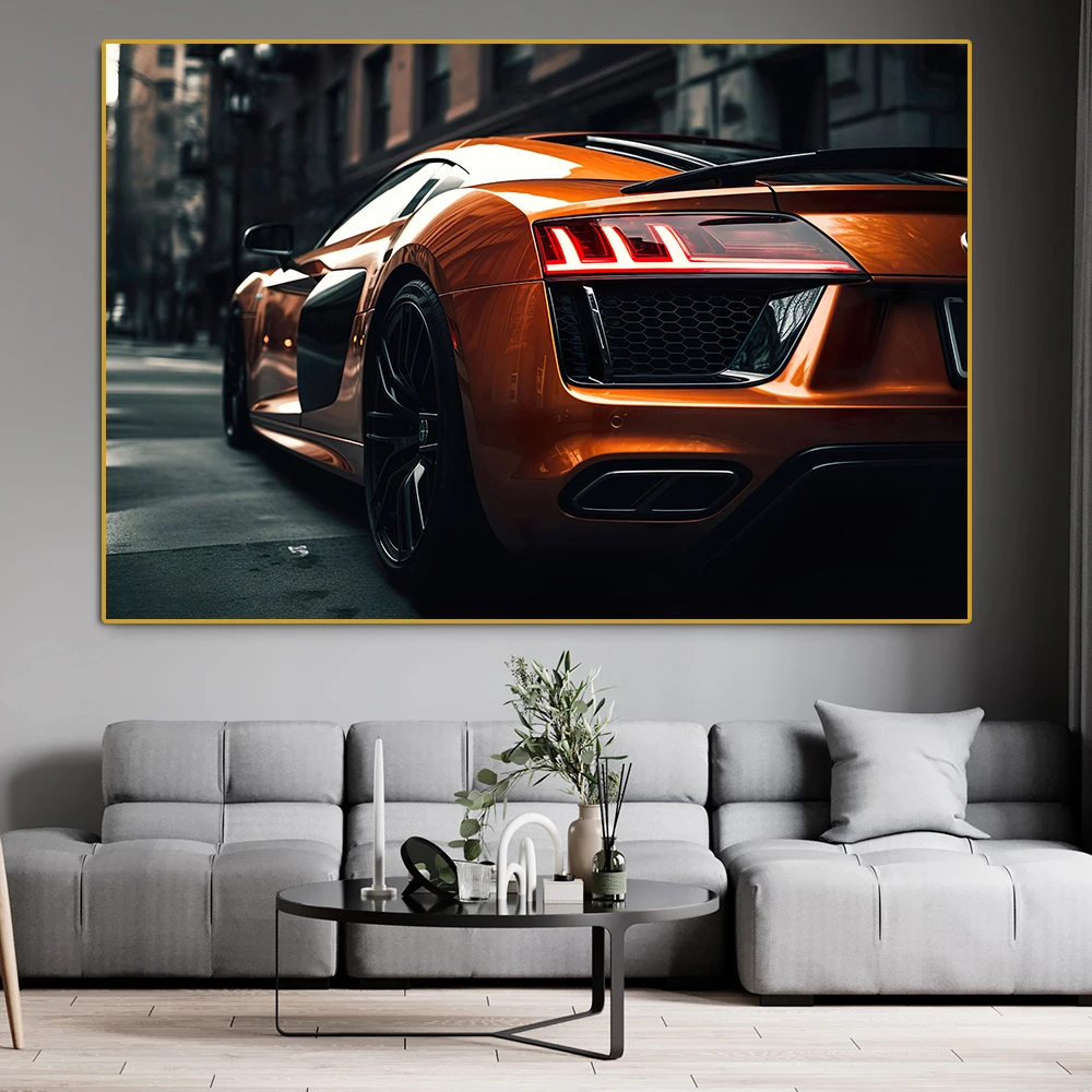 Supercar R8 Racing Tail Lights Poster And Print Modern Luxury Racing Canvas Painting Sports Car Club Wall Art Room Home Decor