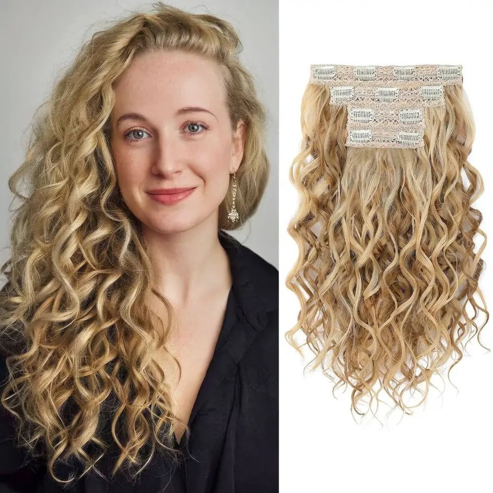 Curly Synthetic Hair Extensions Water Wave Clip In Hair Pieces Natural Looking Volume Enhancer For Short Hair