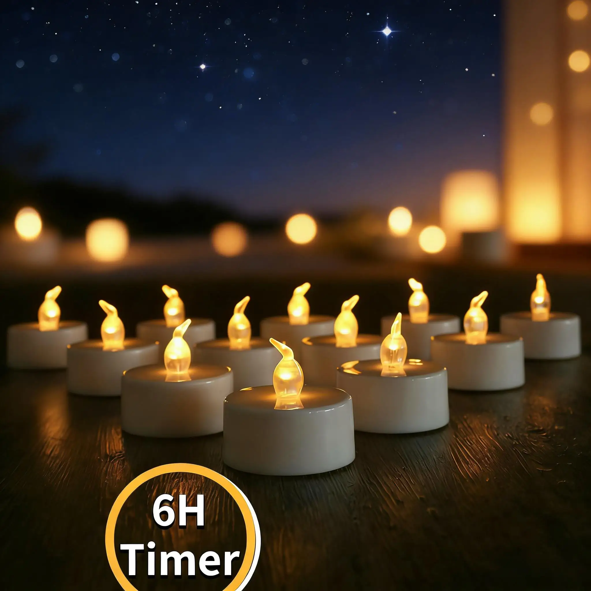 Candles 12/24 Pack Warm Yellow Flameless LED Tea Lights Battery Operated 200+Hours For Aniversary Wedding Home Table Decoration