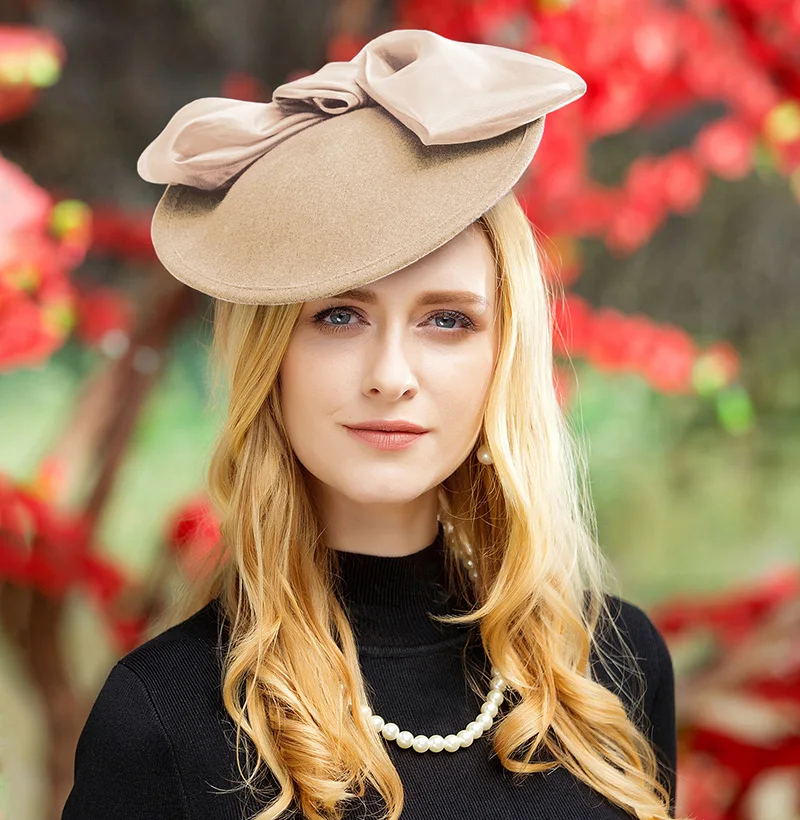 Wool Felt Fedora Hat for Women Camel Deep Blue Wine Red display picture 3