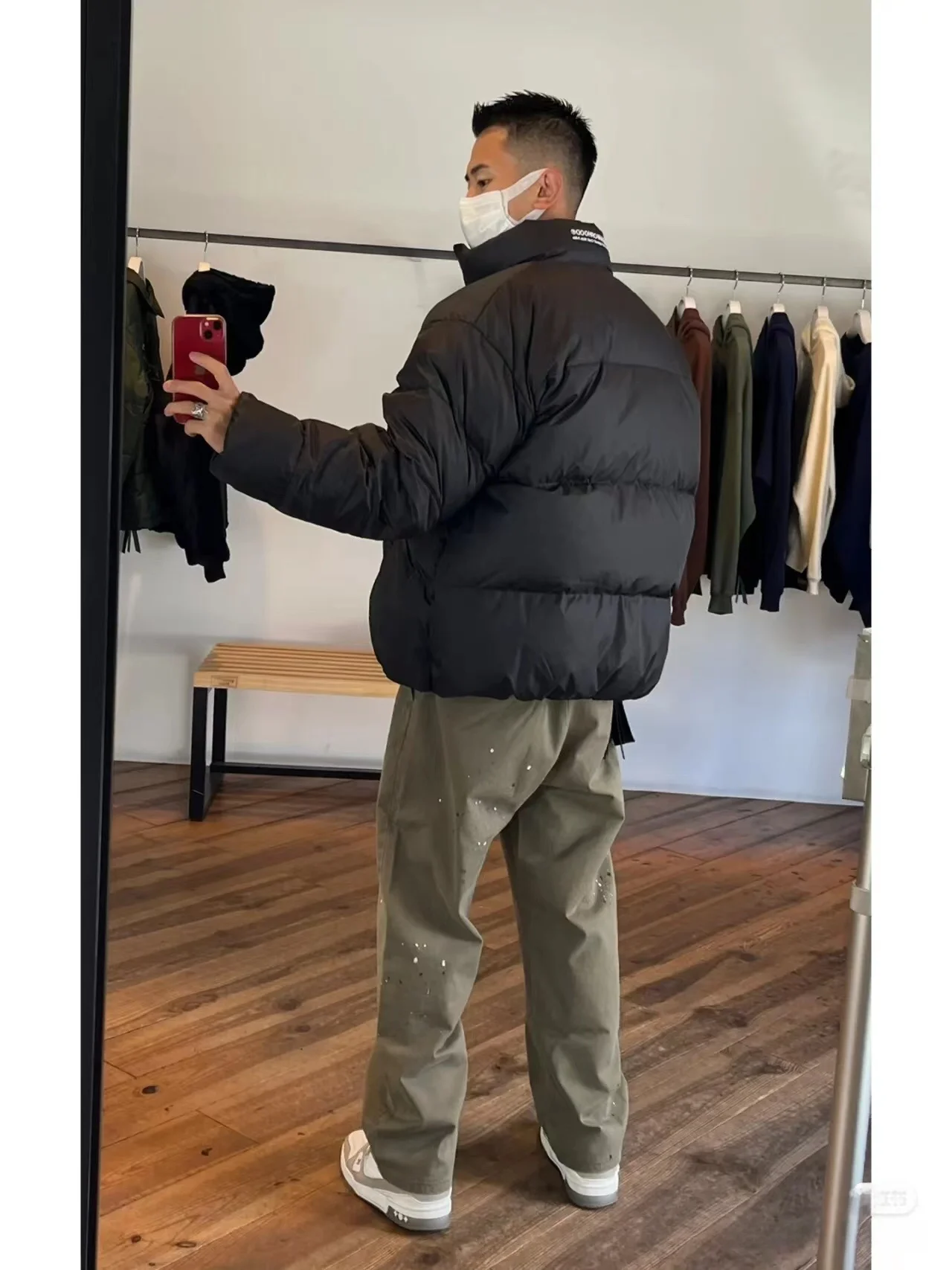 Japanese Style Three-Color Embroidery Long Sleeve down Jacket 90 Duck down Loose Fit Normal Size for Couples Trendy Youthwear