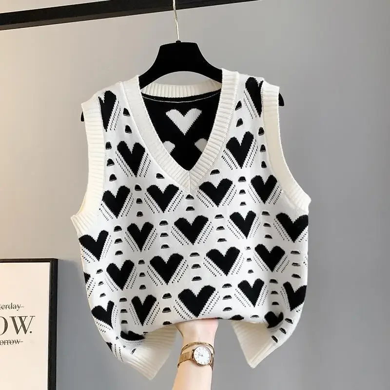 Fashion Women Vest Autumn Outerwear 2024 New Knitted Women's Autumn and Winter Sweater Korean Style V Collar Coat