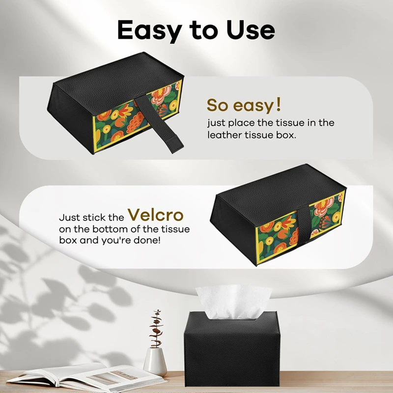 TKOH-Tissue Box Cover Holder Compatible With Paper Hand Towels,Leather Paper Towel Dispenser For Tabletop,Bathroom,Car,Office