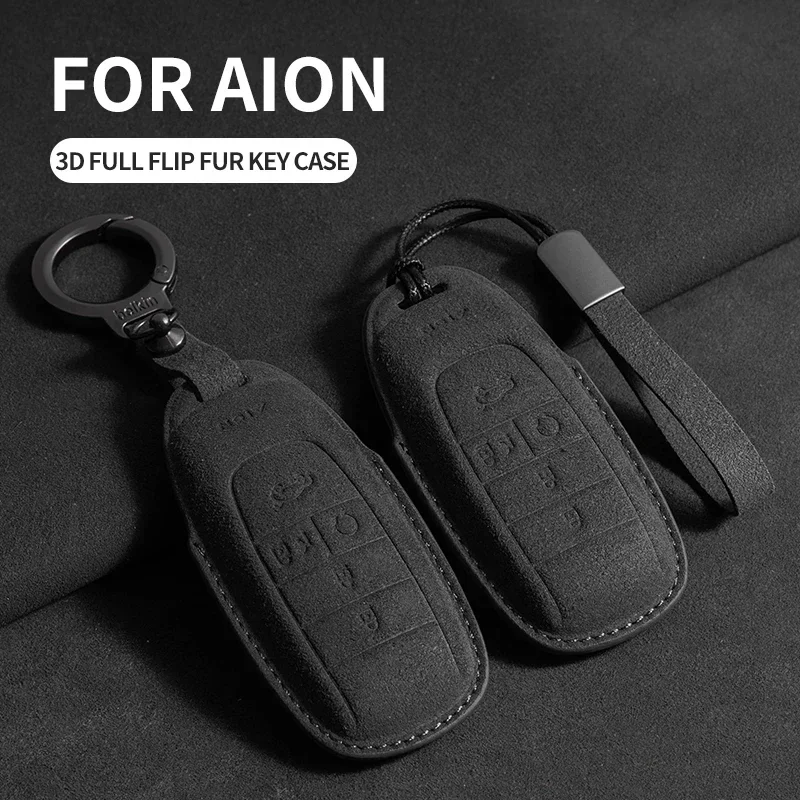 Car Key Case For Gac AION S PLUS New Energy Trumpchi Aion V Y LX 2023 GE3 GA3S Suede Car Keychain For AION