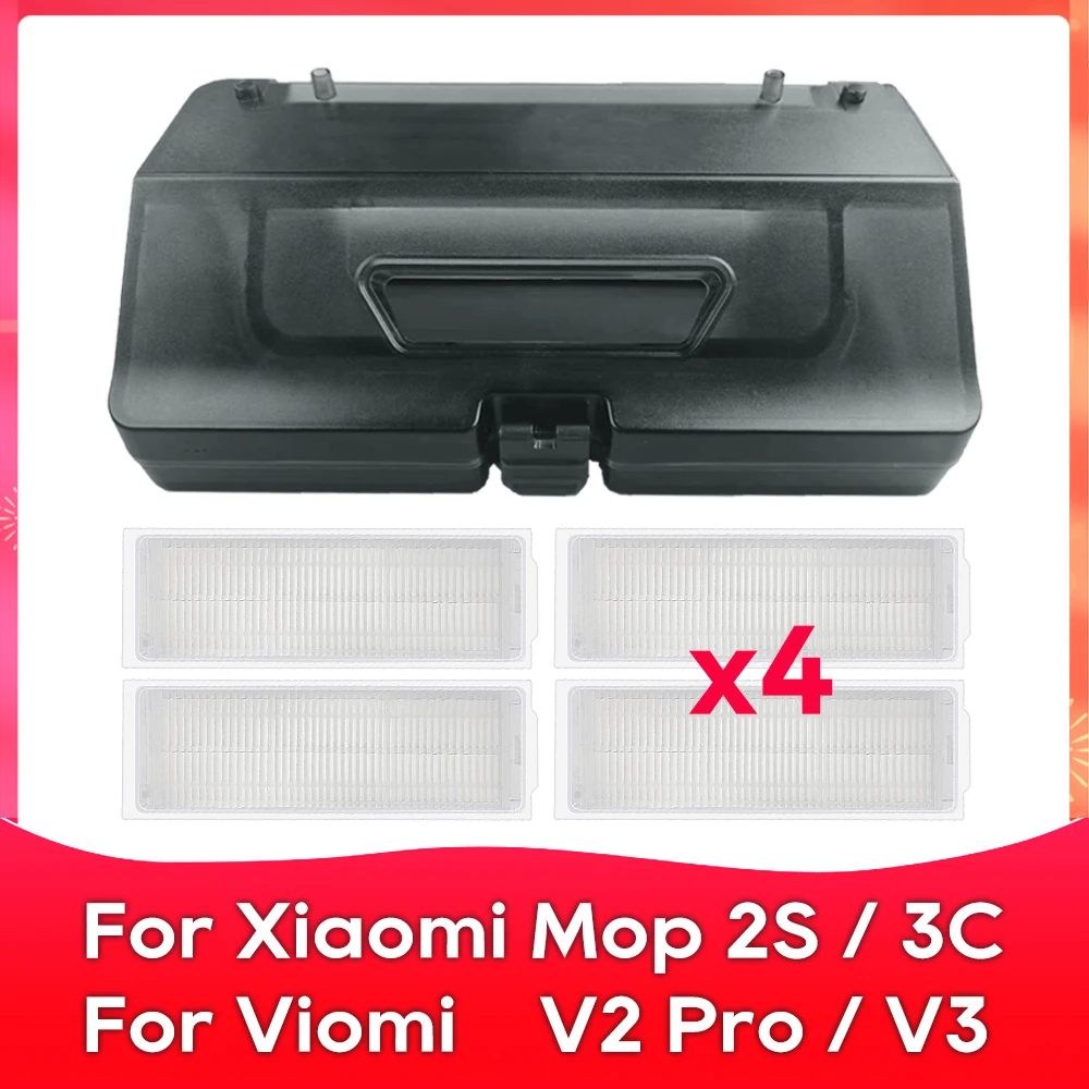 2 in 1 Water Tank Dust Box For ( XiaoMi Mijia Mop 2S, Mop Pro STYJ02YM, S10, S12, 3C, VIOMI V2, V3 ) Robot Vacuums Accessory