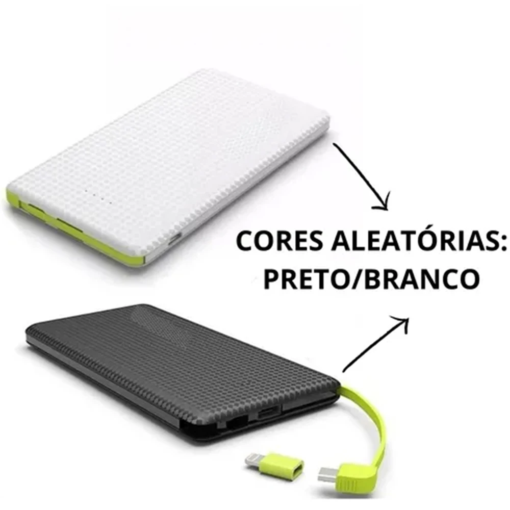 Power Bank 10000mAh Portátil, Carregamento Rápido Compacto e Leve, Bateria Externa para Ce