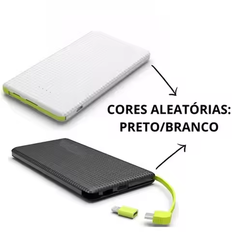 Power Bank 10000mAh Portátil, Carregamento Rápido Compacto e Leve, Bateria Externa para Celular em Emergências