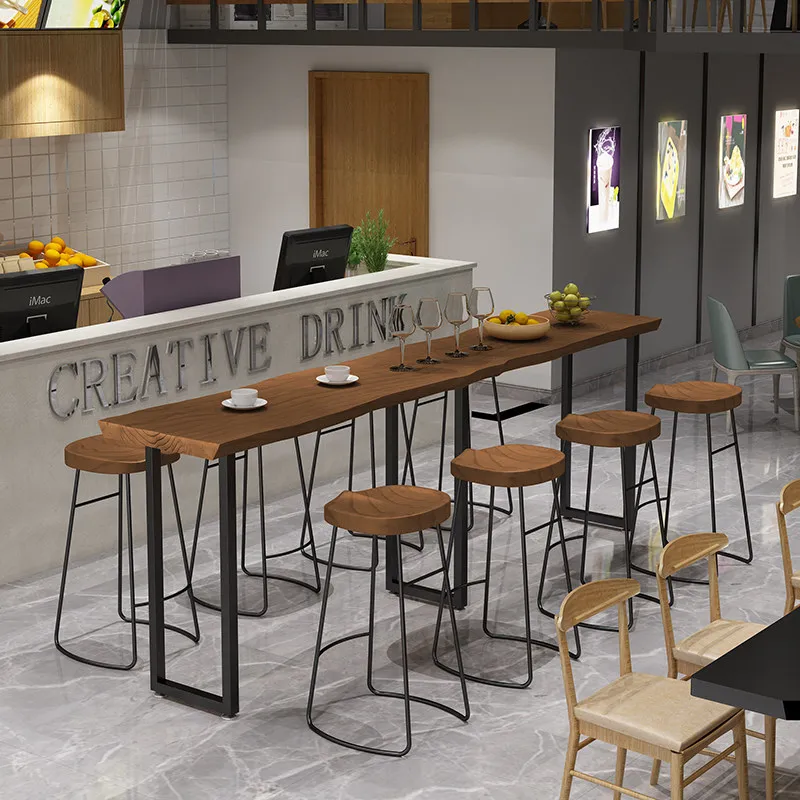 

Minimalist Solid Wood High Bar Tables - Wall-Mounted Long Console Bar Table for Indoor & Commercial Use Bar Furniture JT40