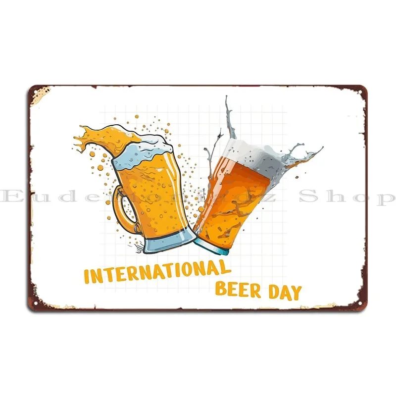 Internationaler Bier-Tag Craft-Bier-Gläser Oktoberfest Metallschild Bar Eisenwanddekoration Höhlenwanddekoration Blechschild Poster