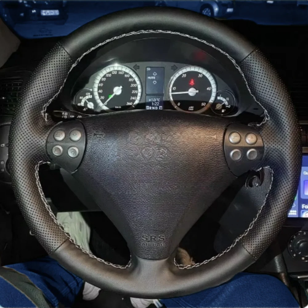 

Black Car Steering Wheel Cover DIY Microfiber Leather For Mercedes Benz C SLK Class W203 R171 2004-2008 Automotor Accessories