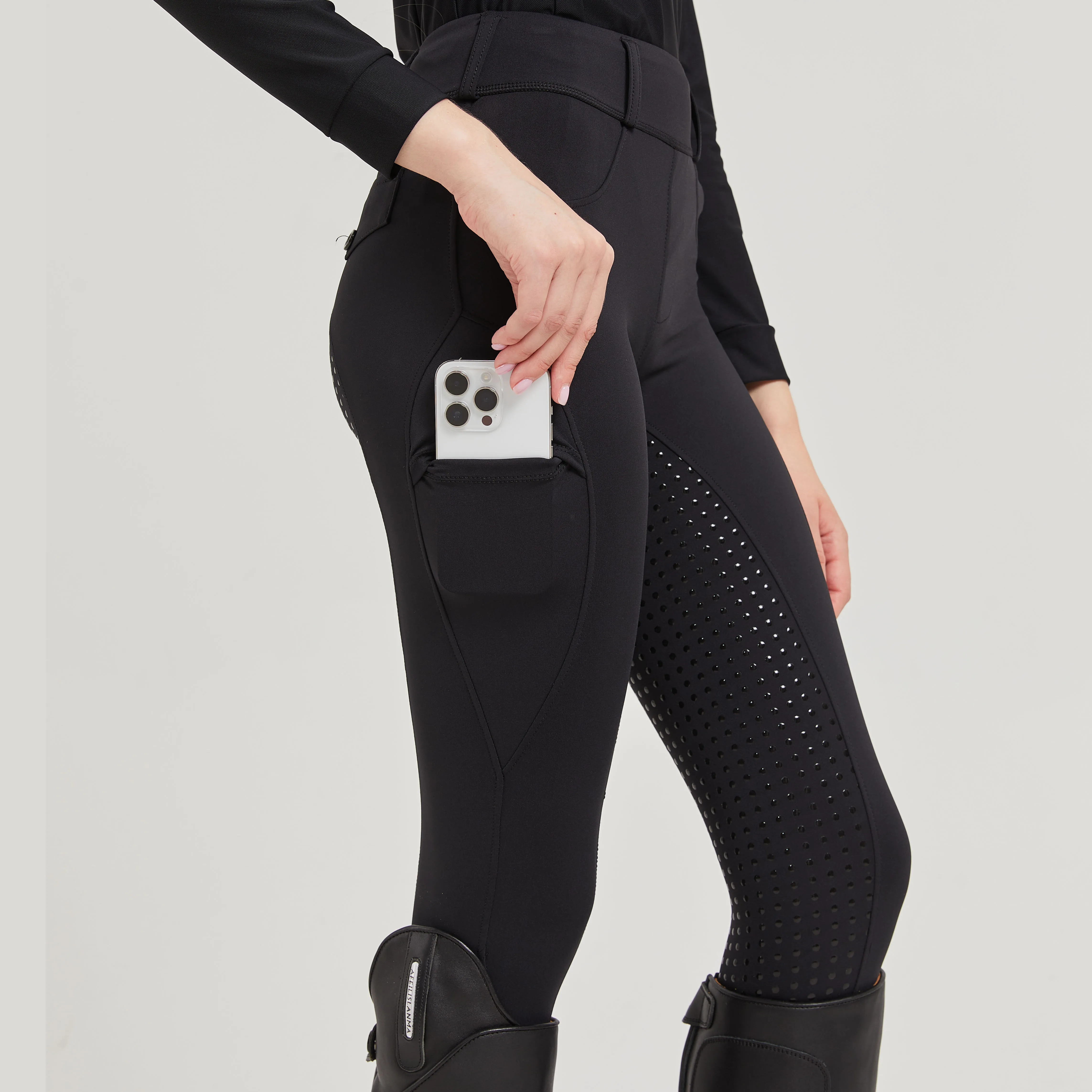 Professionelle Reithose mit Vollsilikon, schnelltrocknend, elastisch, eng anliegend, rutschfest, dick und strapazierfähig – Detail 1