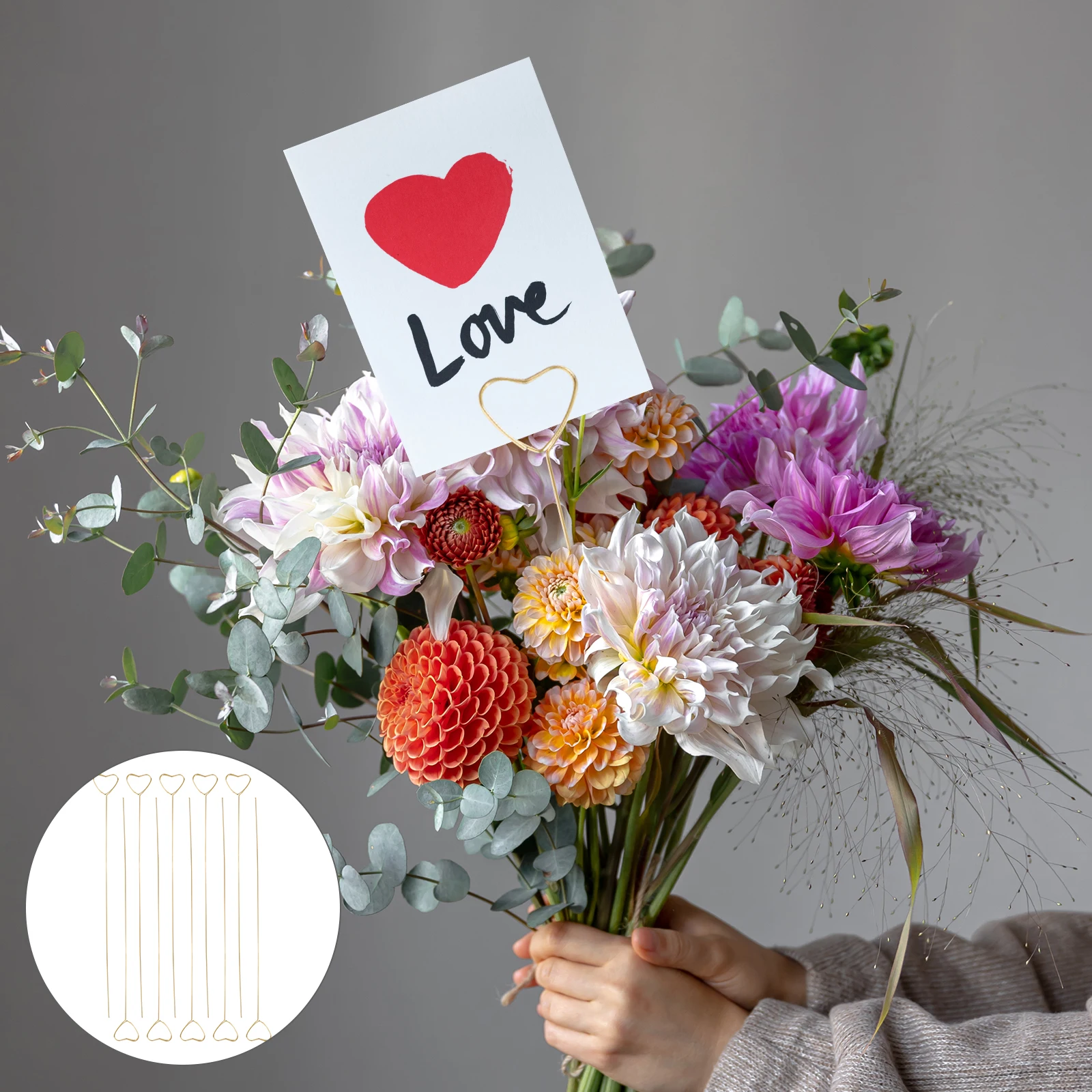 

10pcs Metal Floral Cards Holders Durable Iron Electroplating Bouquet Packaging Diy Decorative Accessories Wedding Bouquet Picks