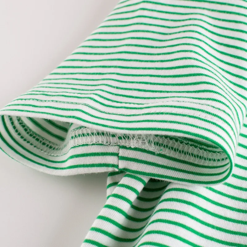 2024 Children Short T-Shirts Clothes for Boy 100% Cotton Short Sleeve Green Blue Red Striped Kids Casual Sport Top Tees