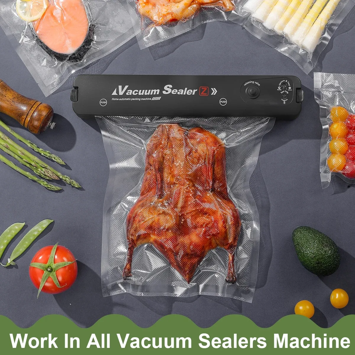 Vacuum Sealer Bags, Food Storage Pouches, Freshness Preservation for Kitchen, Compatible with Vacuum Sealer Machine Accessories - view 6