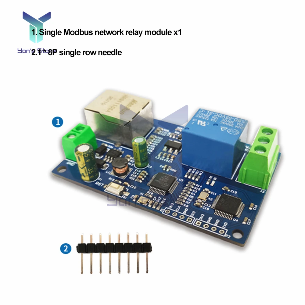 Modbus RTU Single Network Relay Module 32-bit MCU STM32F103C6T6 Onboard W5500 TCP/IP protocol Ethernet LAN Control 1 Way Output