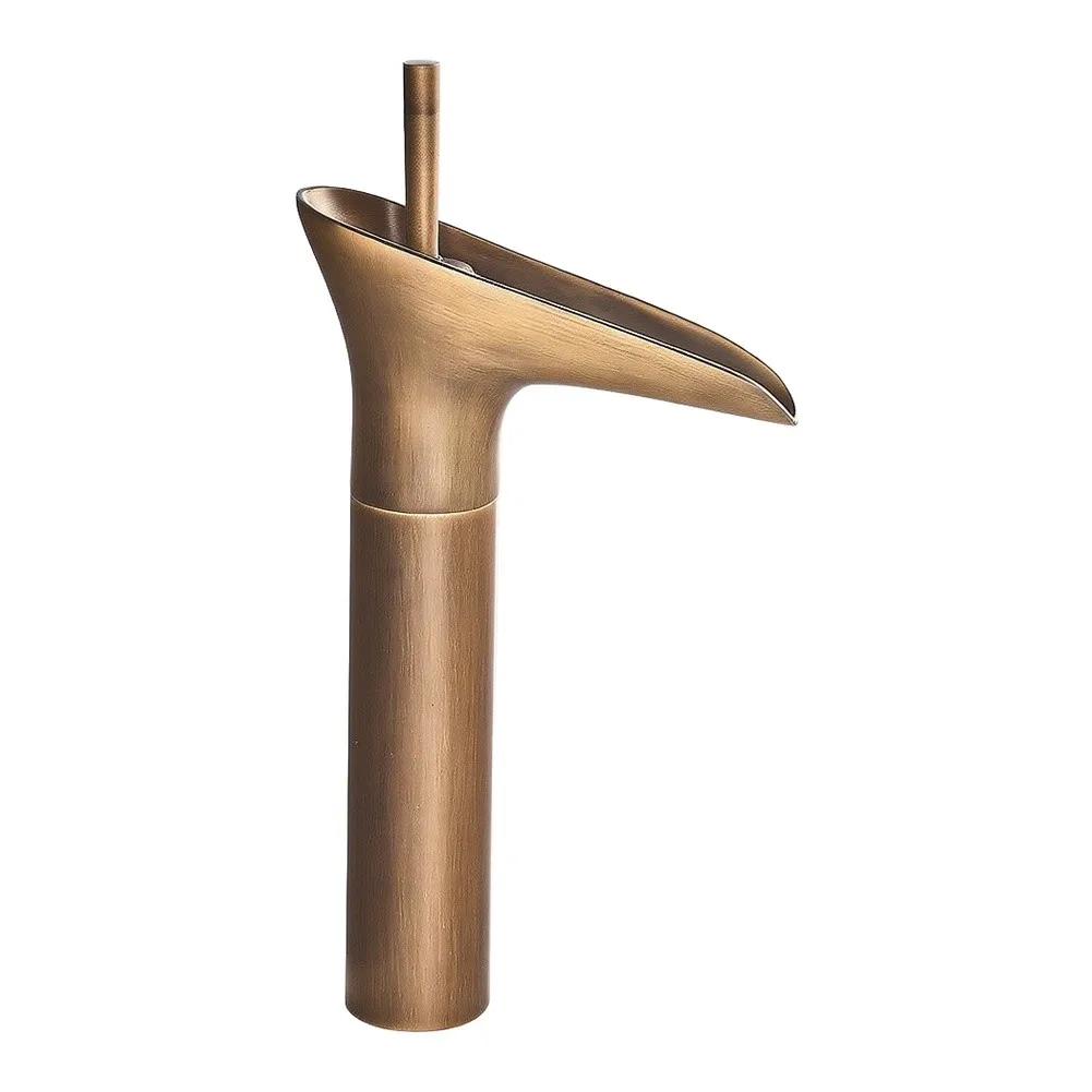 for Bathroom Vessel Faucet For Retro Waterfall Design Solid Brass 37x21x5cm Tall Profile for New Build Projects