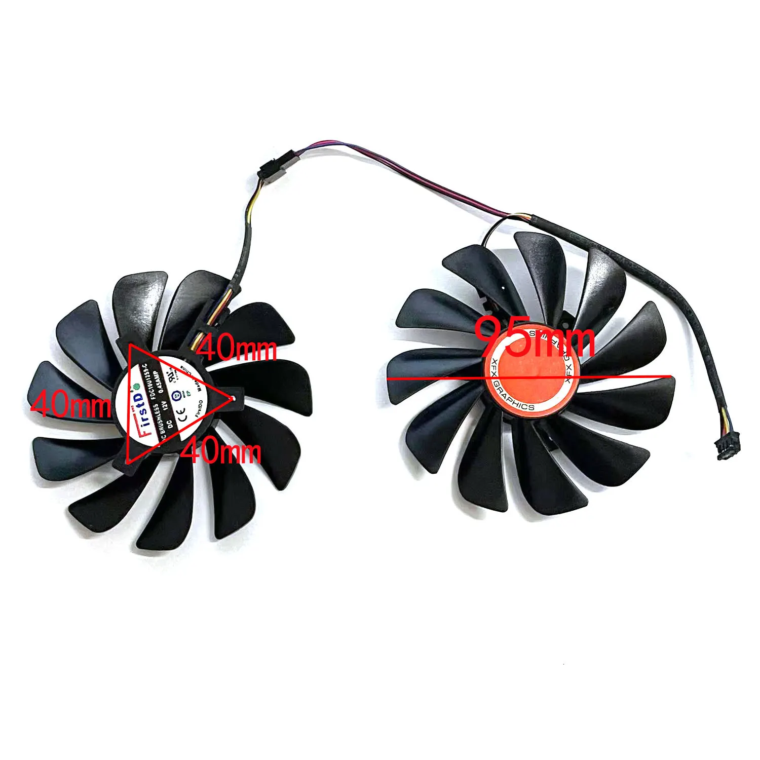 2pcs/set FDC10U12S9-C CF1010U12S 95mm RX580 RX590 GME GPU Video Card Cooler fan For XFX RX 590 580 VGA Video Card Cooling