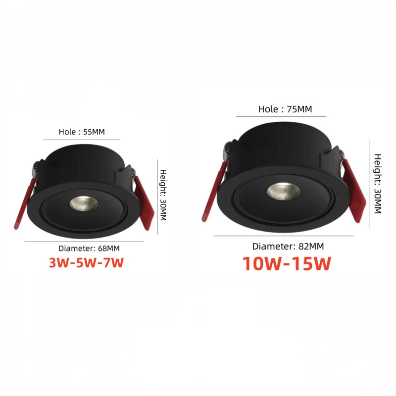 Ultra-thin LED ceiling light, embedded type, household, extremely thin, anti-glare, adjustable angle, ultra-small spotlight