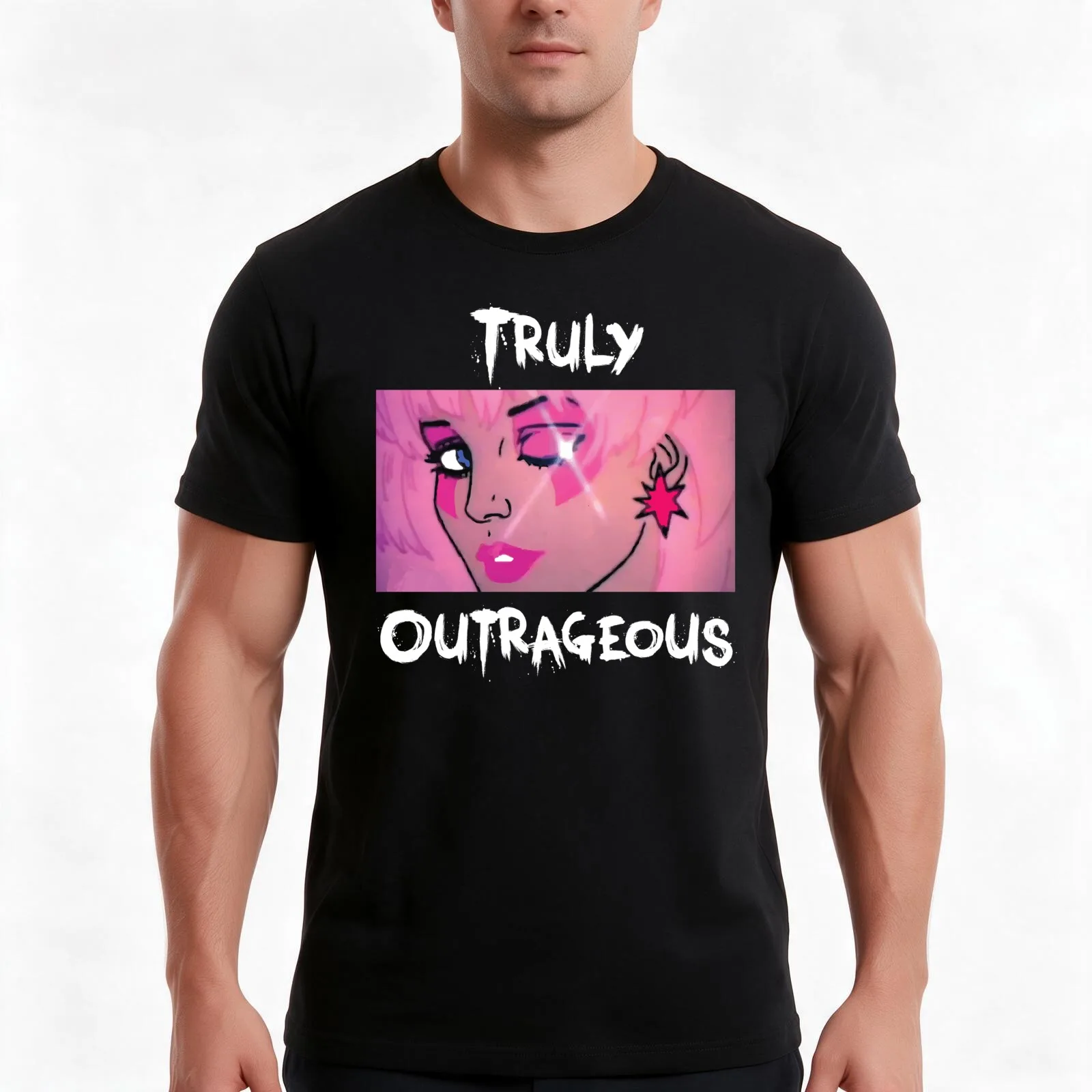 Jem and the Holograms Truly Outrageous Cartoon Misfits Distressed 80s Party T-Shirt, Summer Casual Cotton Tee, Unisex Men Women