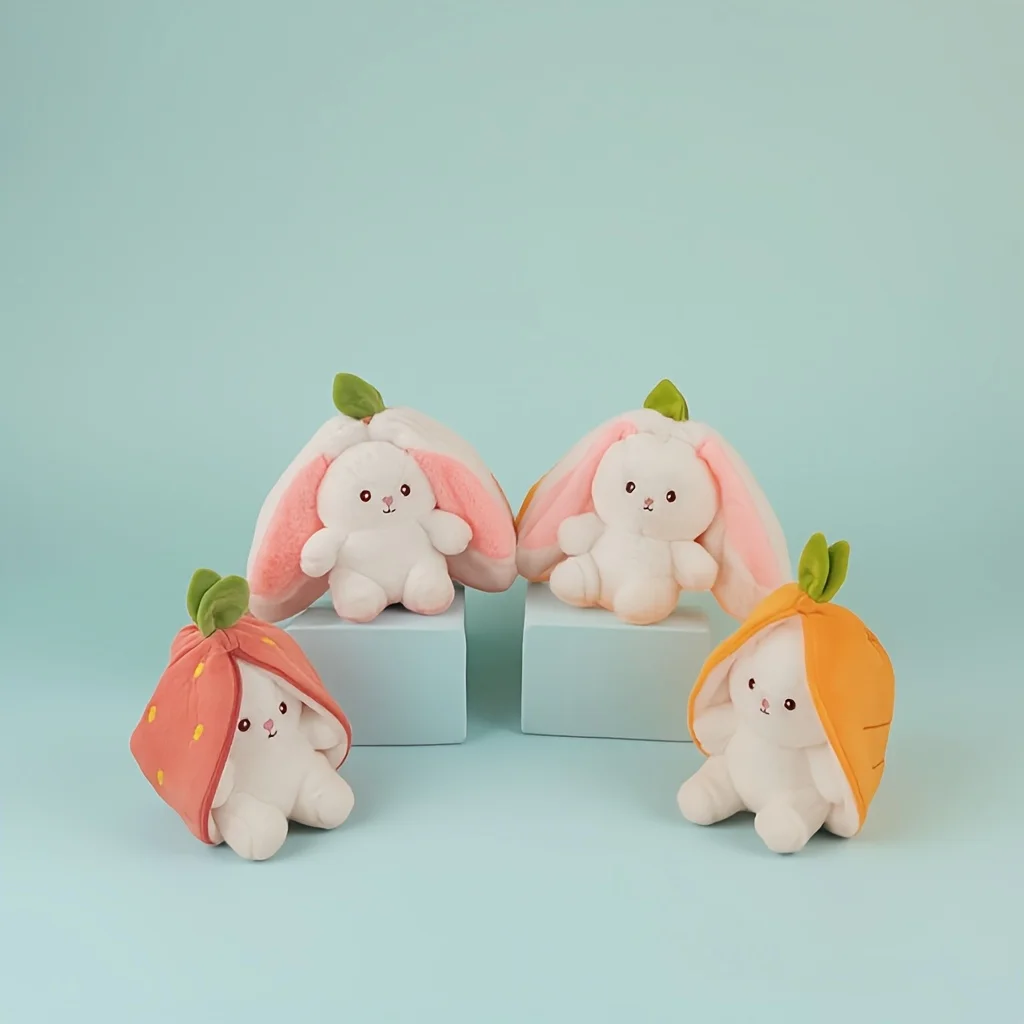 

1pcs Creative Strawberry Rabbit Radish Rabbit Doll, Transformed into Rabbit Plush Toy, Cute Rabbit Doll, Home Decor!