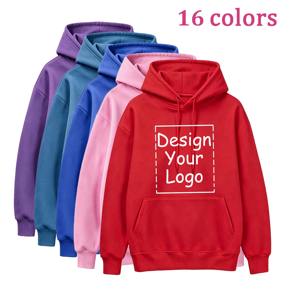 Basic Customized Womens Hoodies Winter Loose Pocket Sweatshirts Personalization DIY Your Graphic Pullover Casual Woman Clothes
