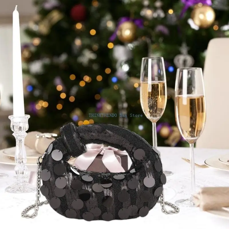 340D Sequins Evening Bag Glittering Detailing Practical Capacity Crossbody Bags Portable Design Shoulder Purse for Women