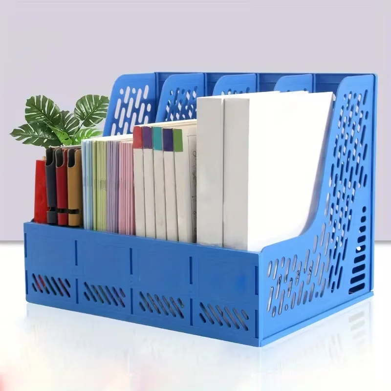 4 in 1 Thickened File Bar, Desktop File Shelving, Storage Box, Pen Holder Frame, File Box Office Supplies