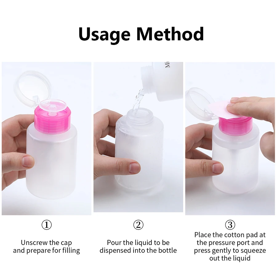 2-teiliges nachfüllbares Pumpspender-Set, 60 ml + 150 ml, für Nagellackentferner, Reiniger, Maniküre, Make-up-Werkzeug, tragbare Kosmetikflasche – Detail 5