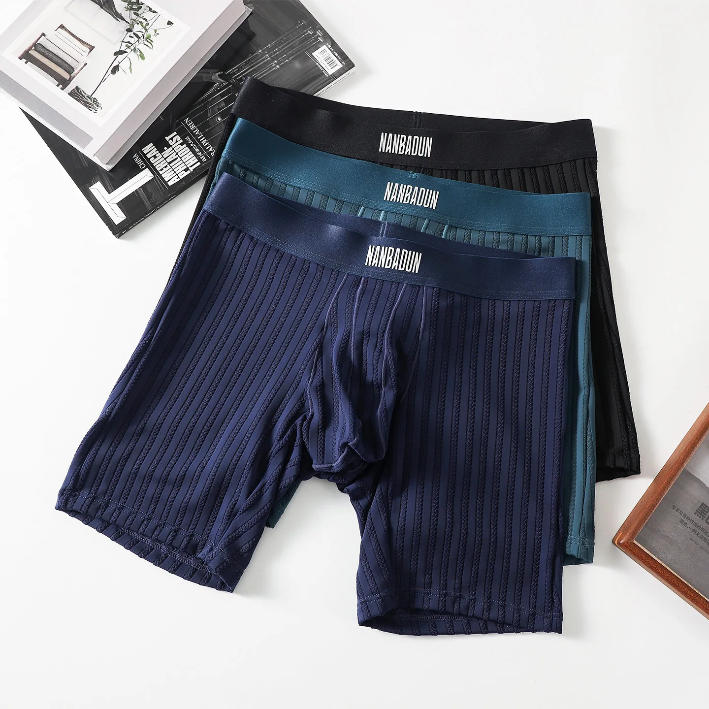 Men's Underwear Boxers Breathable Ice Silk Man Panties Solid Middle Waist Boxer Shorts Homme Extended Leg Underpants Male M-XXL