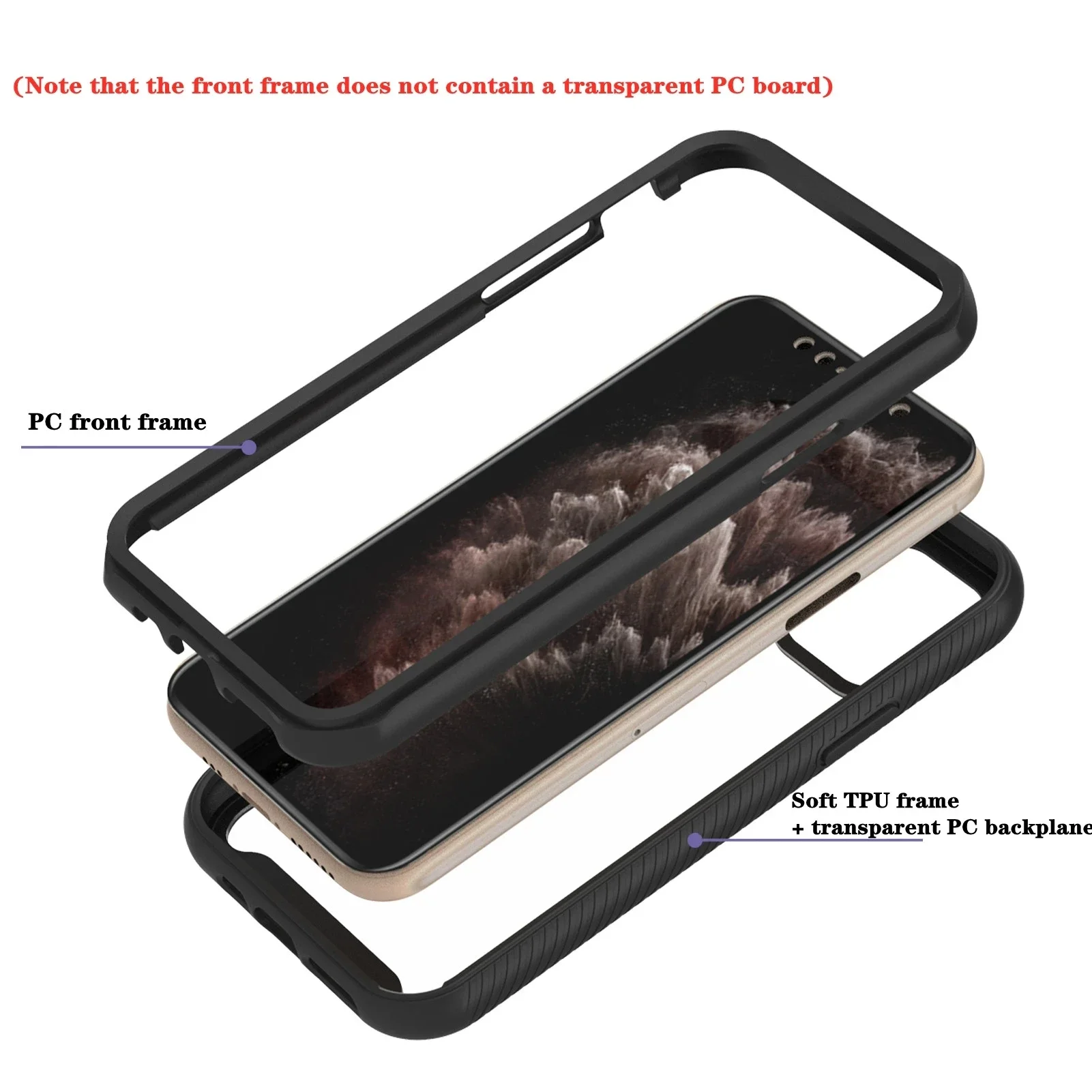 جراب هجين ثقيل الدروع لكامل الجسم شفاف ، غطاء صندوق لهواتف آيفون 16 ، 15 ، 14 ، 13 ، 12 ، 11 Pro Max ، 7 ، 8 Plus ، Otter ، 2 في 1