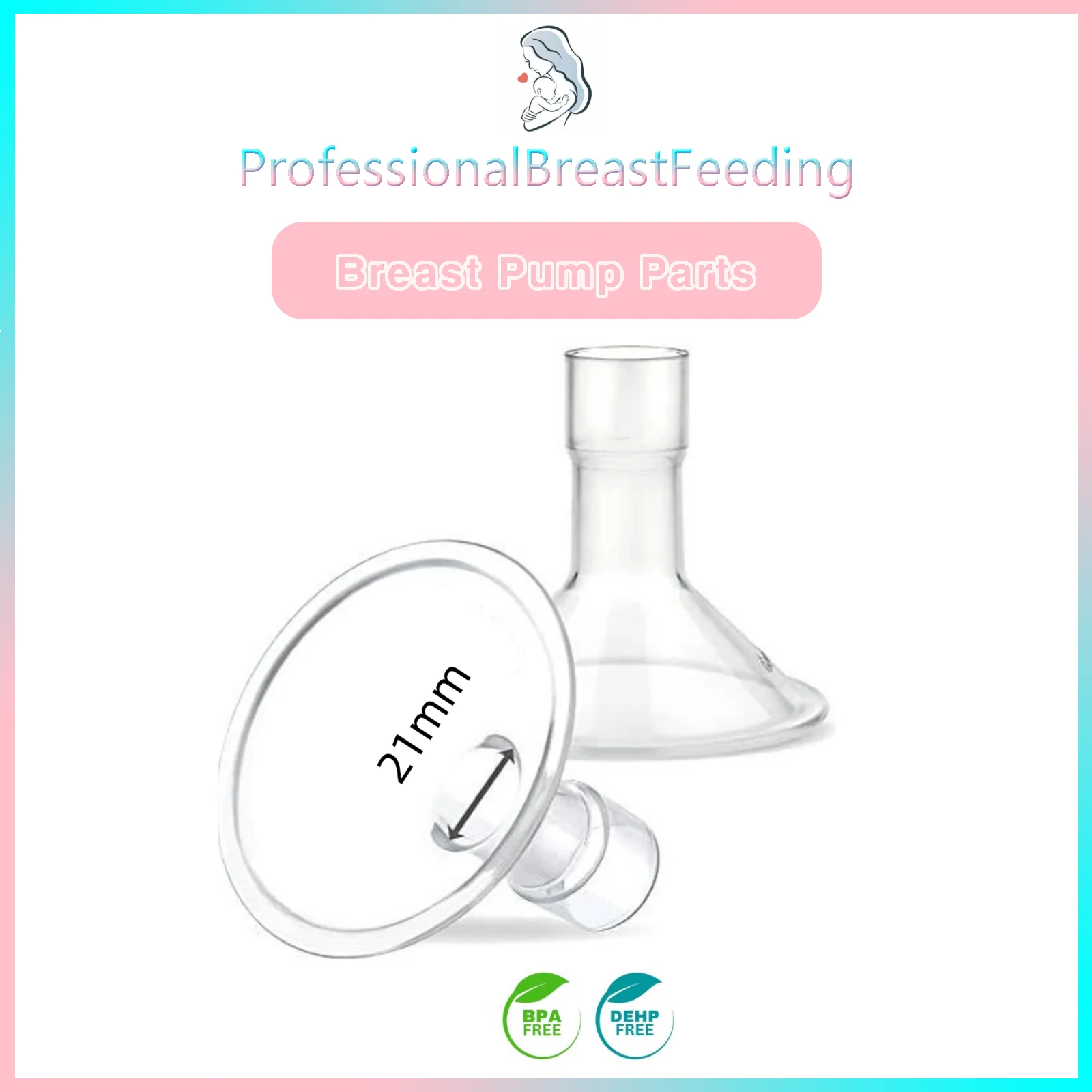 Accesorios para extractores de leche, brida de PP, 15mm, 17mm, 19mm, 21mm, Escudo de grado alimenticio sin BPA, tamaño personalizado, Compatible con Spectra