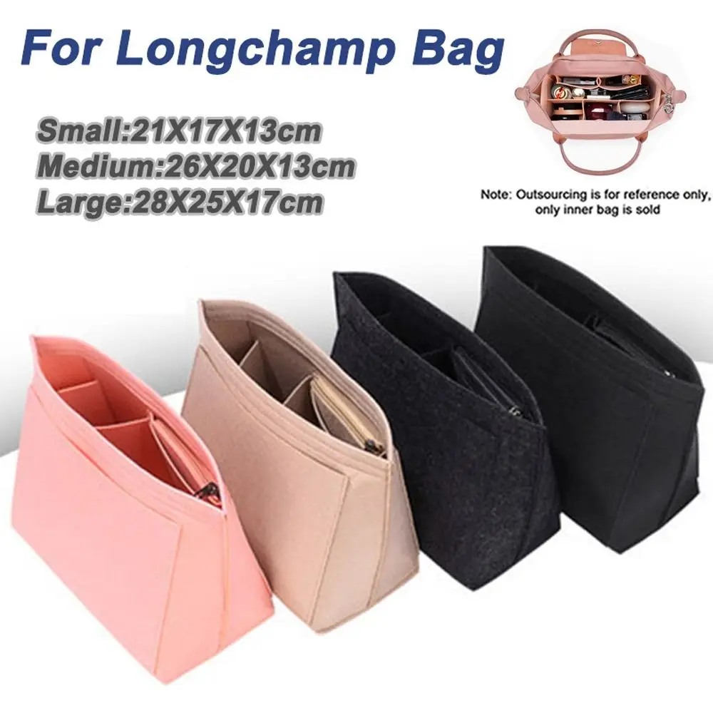 3sizes Felt Insert Bag Fits For Longchamp Handbag Liner Bag Felt Cloth Makeup Bag Support Travel Portable Insert Purse Organizer