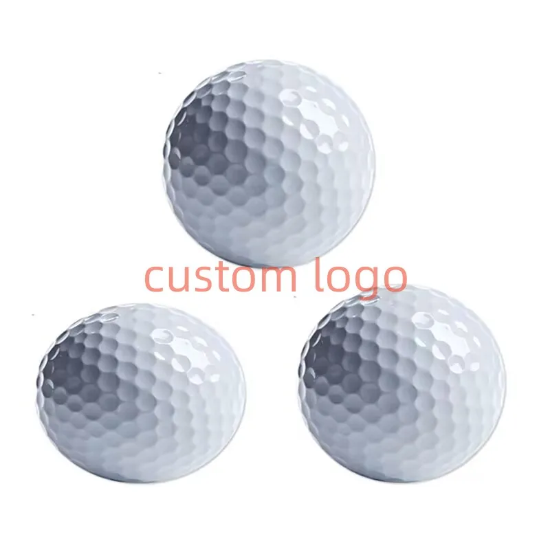 12pcs Custom Logo Both Sides Print logo Golf 3-layer Game Ball Practice Golf Balls Rubber Golf Ball Sarin Material