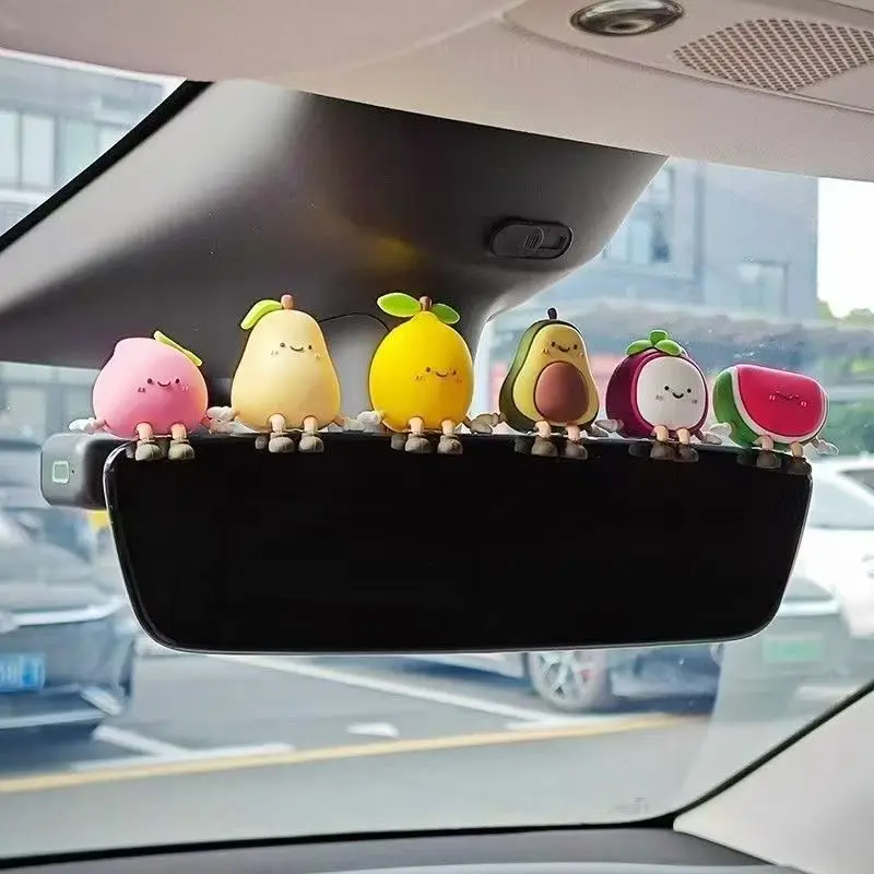 

2025 New Car Screen Decor Doll Fun Stress Relief Fruit Ornament Cute Auto Dashboard Accessories