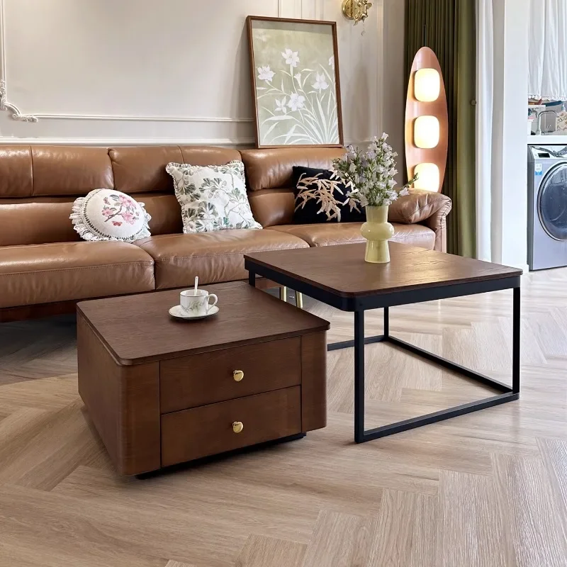 Solid Wood Square Coffee Table Modern Luxury Minimalist Unique Coffee Table Design Vintage Muebles Para El Hogar Furniture