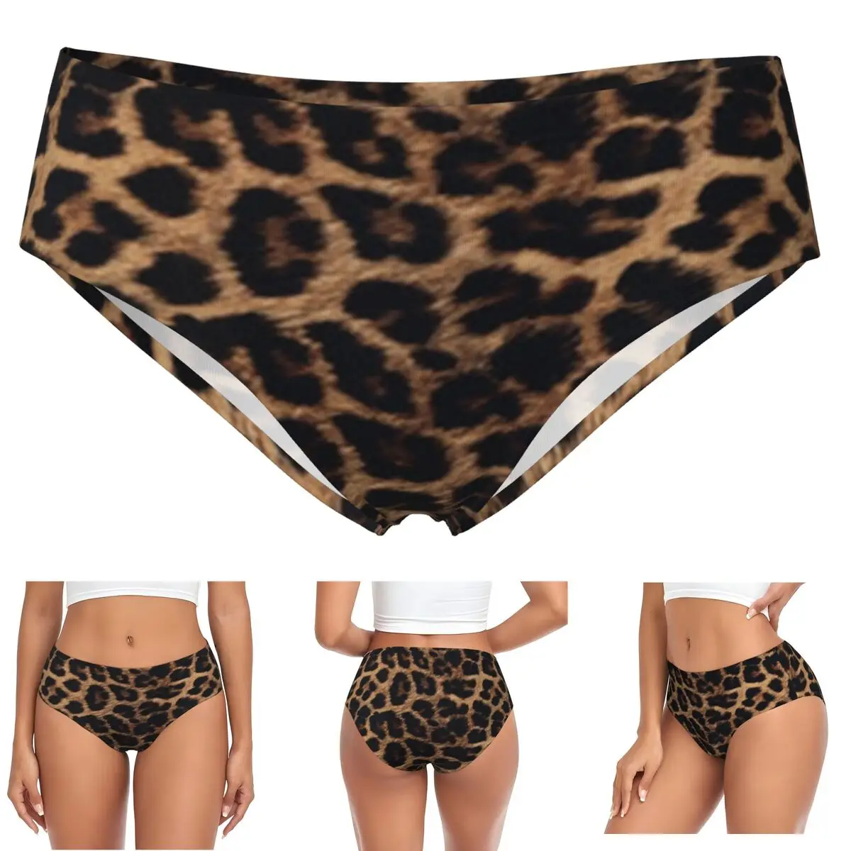 

Трусики с леопардовым принтом на заказ, женские удобные трусы, нижнее белье, дышащие женские трусы