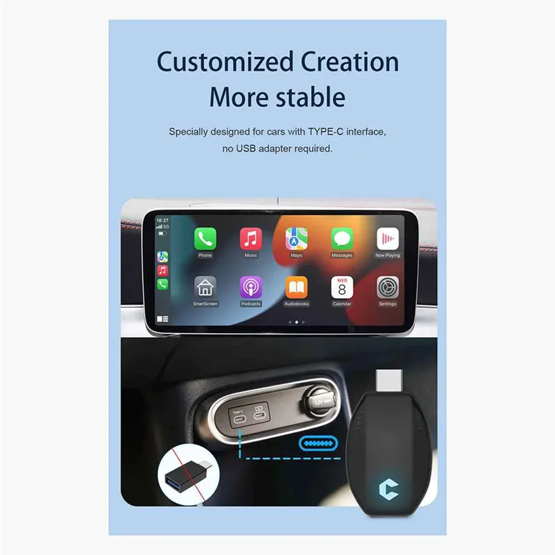 ABSS-Wired To Wireless Carplay&Android Auto AI Box 2 In 1 Mini Adapter Plug And Play Dongle Fast Connect For 99% Of Cars