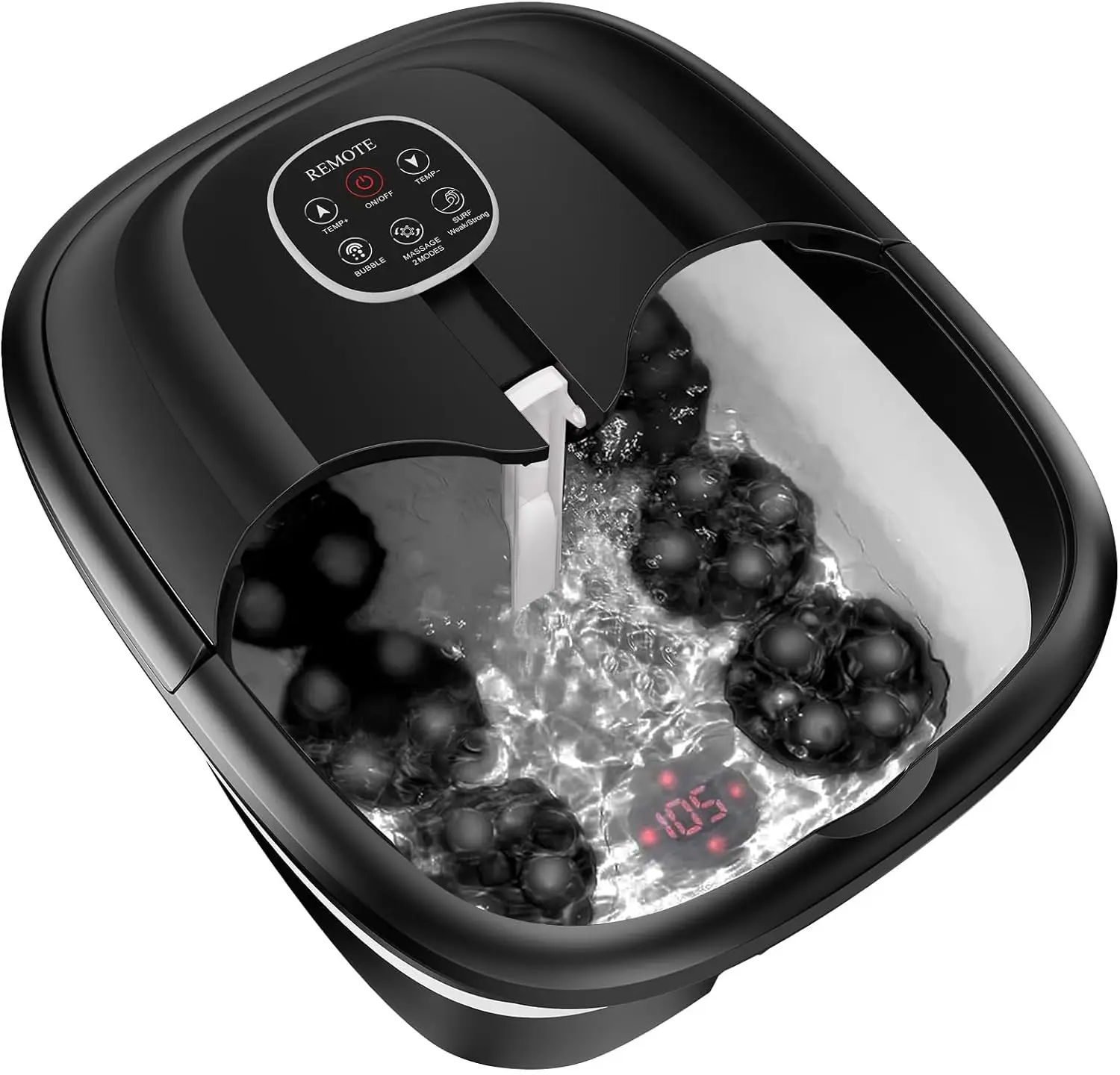 

Collapsible Foot Spa with Surf Wave Massage, 24 Shiatsu Balls, Heat, Bubble & Remote for Relaxation
