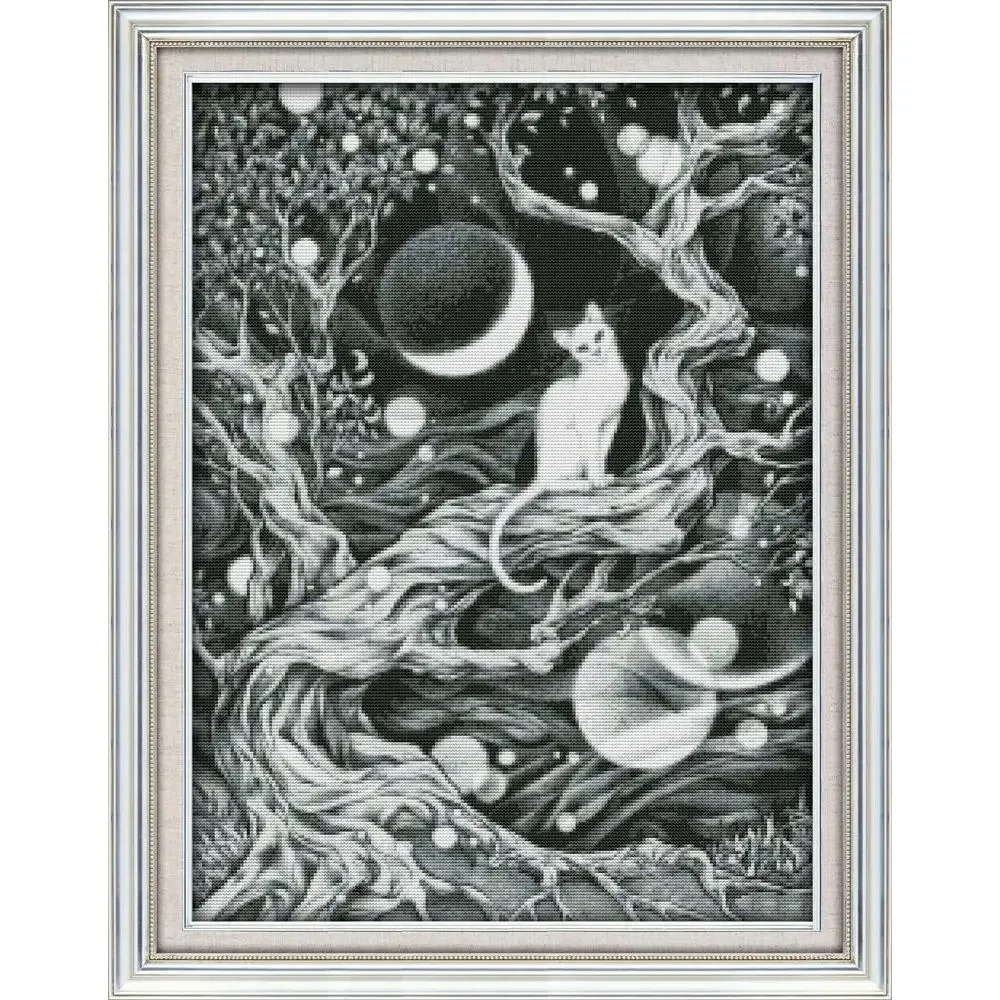 

Joy Sunday News Набор для вышивки крестом с принтом, легкий узор, штампованная ткань Аида с нитками DMC, набор для вышивания, белый кот с подсветкой