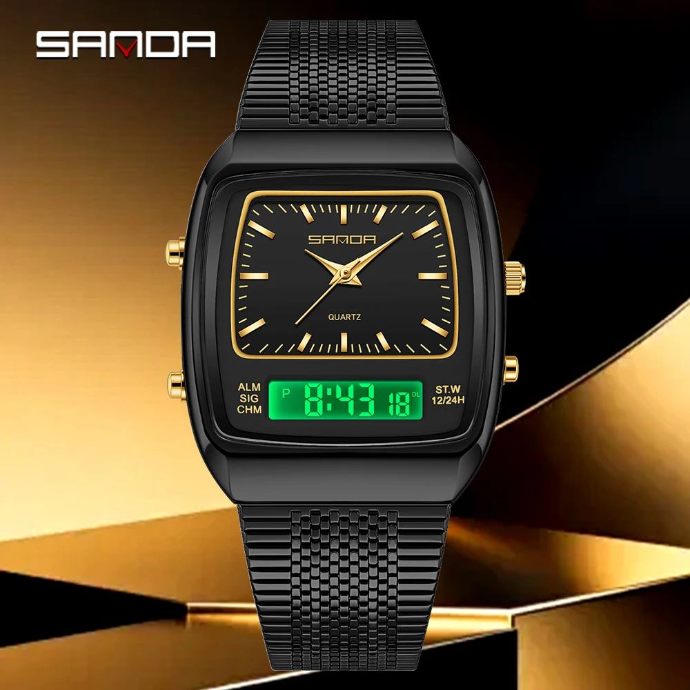 SANDA 3393 Men's Electronic Quartz Watch Fashion Multifunction