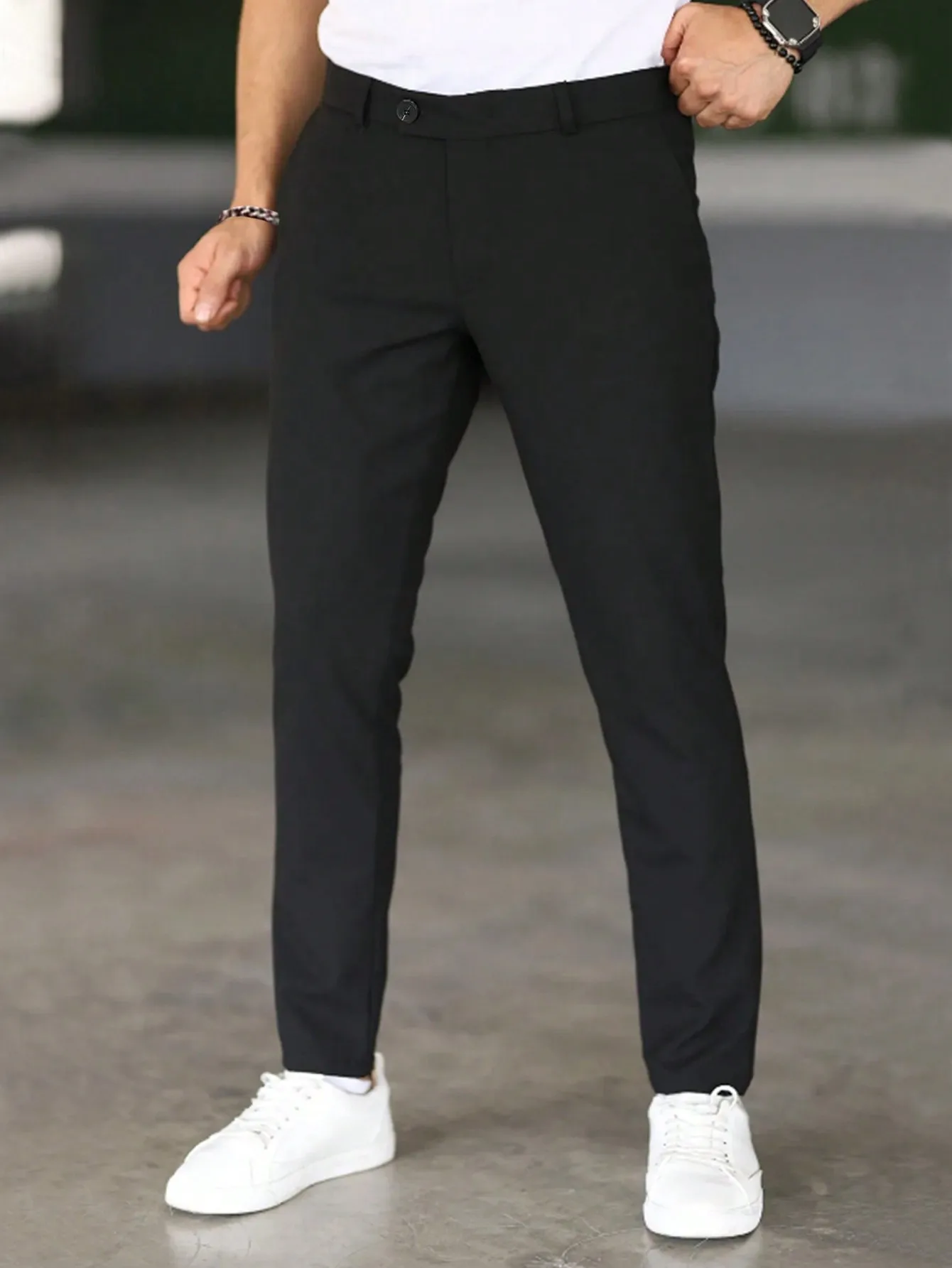 Men's solid color business casual pants and fashionable trousers