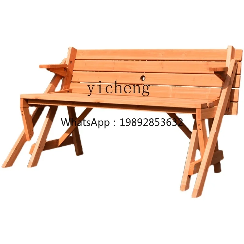 Outdoor Bench Park Chair Dual-Purpose Table Leisure Balcony Solid Wood Garden