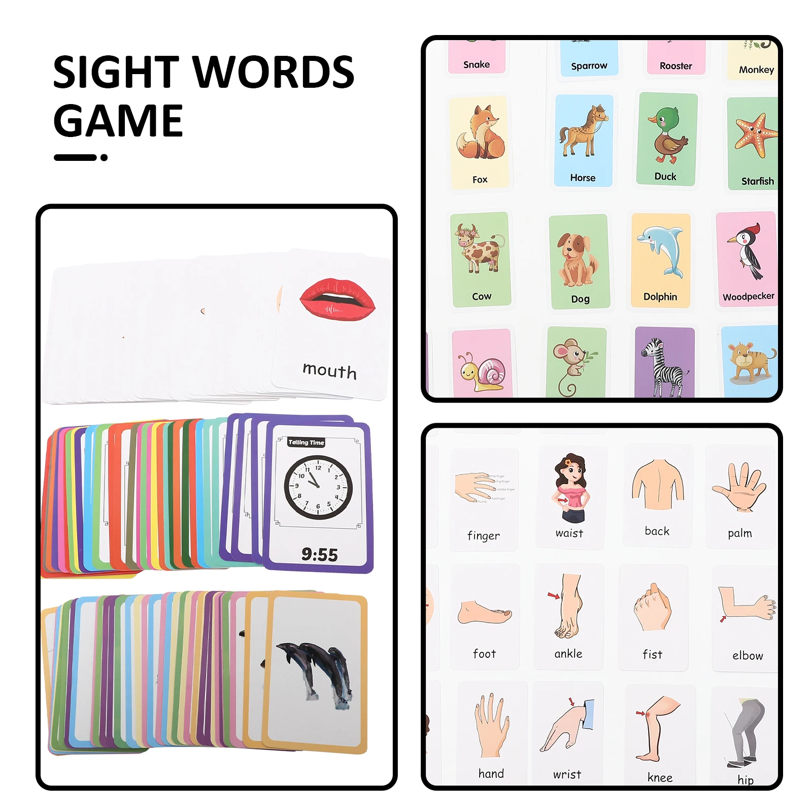 108 pezzi di carte cognitive flashcard visive vista parola scuola materna giocattoli di apprendimento giochi educativi per bambini vocabolario
