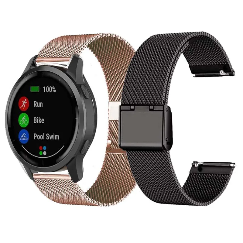 Cinta de aço inoxidável milanês para garmin venu 2s sq vivoactive 4 4S movimento 3s precursor 745 158 55 pulseira