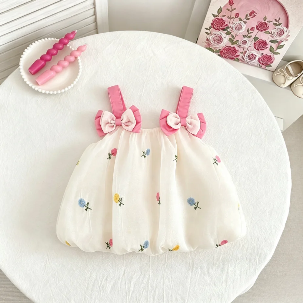Baby Dress Summer Bow Cotton Cute Girl Dress Sweet Beach Princess Baby Girl Dress Baby Girl Clothing