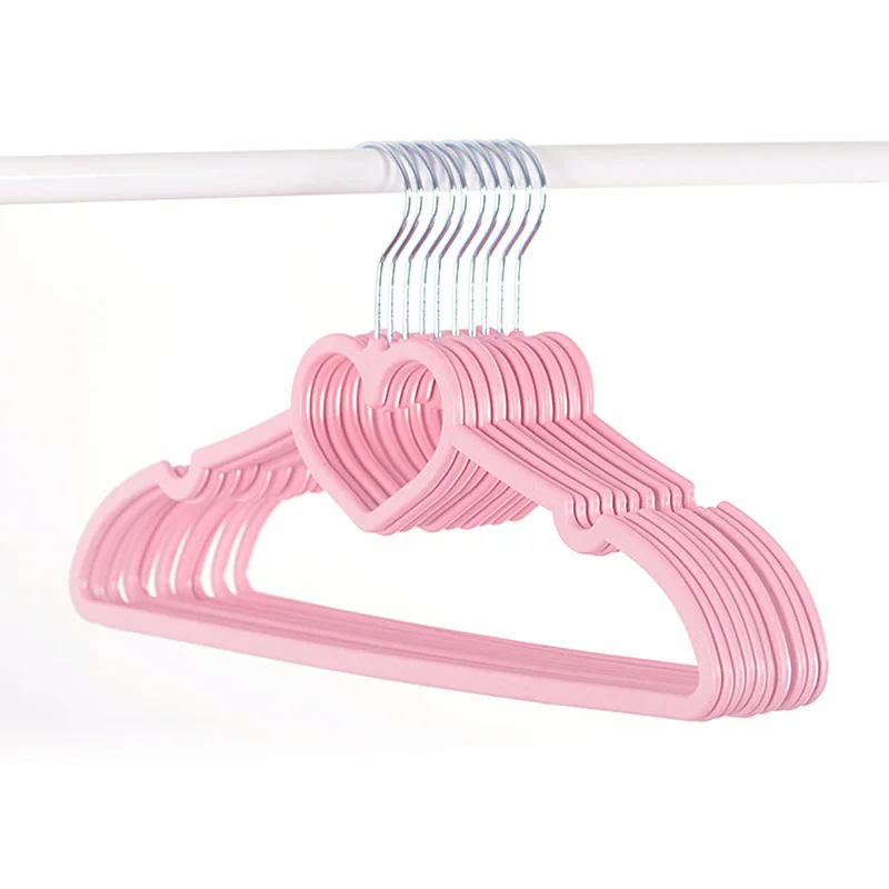 10PCS Clothes Hanger Durable Hanger ABS Heart Pattern Coat Hanger for Adult Children Clothing Hanging Supplies